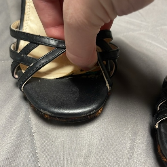 Topshop Leopard Print Calf Hair Block Sling Back Heels Size 8 - Picture 11 of 12